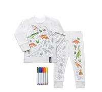 Selfie Craft Co. Dinosaur Colour in Pyjamas Kids 4 to 6 Years - Colour Your Own Pyjamas Girls Boys & Fabric Pens - Fun Party Activity, Dinosaur Gifts Ivory