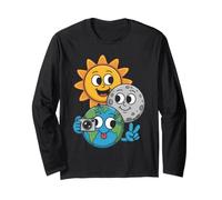 Selfie Earth Moon Sun Funny Total Solar Eclipse 2026 Kids Long Sleeve T-Shirt