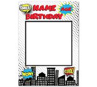 Selfie Frame | Personalised Frame | Selfie Props | Photo Booth Frame | Selfie Board | Party Decorations for Boy Kids Decorations | Comic Book