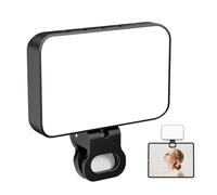 Selfie Light - Portable Rechargeable LED Clamp Lamp for Makeup, Vlogging with Beauty Fill Function, Studio Light for Home Travel Conference Recording, White Compact, Easy Carry, 10x8.5cm