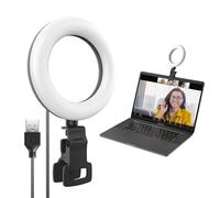 Selfie Light with 5 Inch Selfie Light Laptop, Ring Light, 5 Brightness Levels, Colour Temperature Range 2500K-7000K, for Selfie Video Conference Streaming Makeup Vlog YouTube TikTok