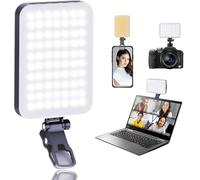 Selfie Light with Front & Back Phone Clip, High Power 60 LED 2000mAh Rechargeable CRI 95+, 3 Light Modes, Portable Clip on Light for Tablet/Laptop, Zoom Call TikTok Video Fill Light (NL-60AI)
