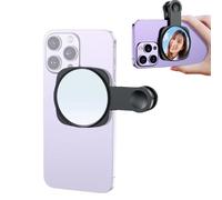 Selfie Mirror Compact Phone Rear Camera Mirror Universal Phone Clip for iPhone 15/14/13/12 Android Samsung Smartphone Selfie Vlog Accessories (Black)