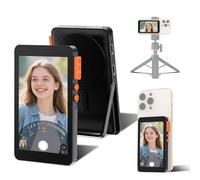 Selfie Monitor Screen for iPhone, Magnetic Screen Mirroring Back Camera Monitor with Desktop Stand 3-Level Brightness Bluetooth Focus Selfie Monitor Screen for YouTube Vlog Live Stream TikTok (Black)