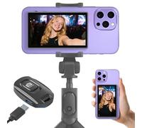 Selfie Monitor Screen for iPhone with Remote Control - Magnetic Wireless Back Camera Mirroring 4K 30fps Recording with Speaker 3-Level Brightness for Selfie Vlog Live Stream (Not for iPhone17 Series)