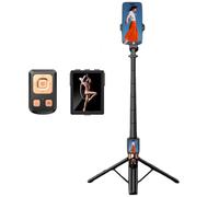 Selfie Monitor Screen Tripod for Mobile phone, Wireless Detachable Monitor Selfie Stick for iPhone Android Extendable Compatible with iOS Android for Travel, Live Streaming, Vlog Alone