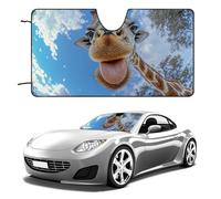 Selfie Photo of Giraffe Funny Car Windshield Sun Shade Collapsible Vehicle Front Window Visor Heat Insulation Cover 51"×28" 55"×30"