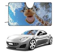 Selfie Photo of Giraffe Funny Car Windshield Sun Shade Collapsible Vehicle Front Window Visor Heat Insulation Cover 51"×28" 55"×30"