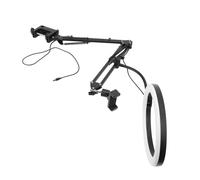 Selfie Ring Light 3 Color Temperature Retractable Arm Overhead Ring Light with Clamp Phone Holder Stabilizer for Video Recording Live Strea