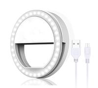 Selfie Ring Light for Phone, Portable Clip-on Selfie Photo Video Conference Lighting, Rechargeable Phone Selfie Ring Beauty Skin Light, LED Flash Phones/Camera Light-for Makeup,Live Streaming (White)