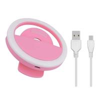 Selfie Ring Light for Phone, Portable Clip-on Selfie Photo Video Conference Lighting, Rechargeable Phone Selfie Ring Beauty Skin Light, LED Flash Phones/Camera Light-for Makeup,Streaming (Pink)