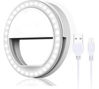 Selfie Ring Light for Phone, Portable Clip-on Selfie Photo Video Conference Lighting, Rechargeable Phone Selfie Ring Beauty Skin Light, LED Flash Phones/Camera Light-for Makeup,Live Streaming (White)