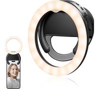 Selfie Ring Light, Rechargeable Portable Clip-on Selfie Fill Light with Strong LED for Andriod and All Smart PhonesPhotography, Camera Video, Girl Makes up, Rotatable Flash Lamp (Pink)