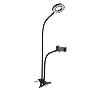 Selfie Ring Light with Cell Phone Stand for Live Stream Makeup 3-Light Mode 10-Level Brightness LED Desk Lamp Black