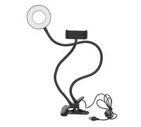 Selfie Ring Light with Phone Holder, LED Ring Light for Live Streaming, 5V 48LED 12W Adjustable Brightness with 3 Lighting Colors, Flexible Gooseneck Bracket for Smartphones, USB P