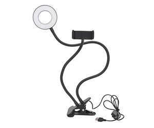 Selfie Ring Light with Phone Holder, LED Ring Light for Live Streaming, 5V 48LED 12W Adjustable Brightness with 3 Lighting Modes, Flexible Gooseneck Bracket for Photography Vlog Sh