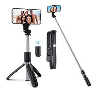 Selfie Stick, Compatible for Samsung Galaxy A12 A10 A40 A50 A70 A21S A90 5G Wireless Remote and Tripod Head Mount, Extendable and Portable, Cell Phone Tripod Camera Stand Multifunctional Outdoor Live