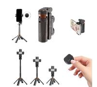Selfie Stick Mini Tripod for Iphone, Telescopic Tripod with Detachable Remote Control,Live Broadcast Rotatable Mount with Light Support Wireless Connection and Control Distance 10 Meters Black
