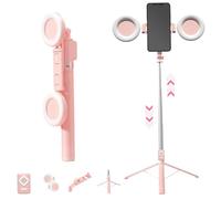 Selfie Stick, Selfie Stick with 2 Lights & Remote 67" Extendable Phone Tripod 360-Degree Shooting Stable Phone Tripod Stand for Recording