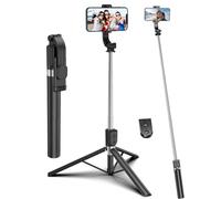 Selfie Stick Tripod, 164cm Extendable Bluetooth Selfie Stick with Wireless Remote for Smartphone, Portable Travel Tripod Stand for Selfie/Video Recording/Photo/Live Stream/Vlog
