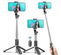 Selfie Stick Tripod, 4 in 1 Extendable Selfie Stick 360° Rotation Tripod Stand with Detachable Remote Portable Mobile Phone Holder Compatible with GoPro/iPhone 15/14/13/Android Smartphone
