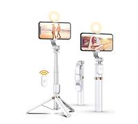 Selfie Stick Tripod 51" with Detachable Wireless Remote, Extendable Selfie Stick Tripod with LED Fill Light, for iPhone 13/13 Pro/12/11/11 Pro/XS Max/XS/XR/X/8/7 and Android Smartphone