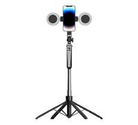 Selfie Stick Tripod - One-Click Pop-Up Four-Legged Support | 1.8m Stainless Steel Phone Stand With Beauty Fill Light | Portable Content Creator Supplies For Vlogging, Travel, & Live Streaming