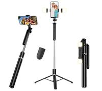 Selfie Stick Tripod with 2 Fill Light, Wireless Remote Control 360°Rotatable All-in-One Portable 180cm Extendable Cell Phone Tripod Stand, Selfie Stick for iPhone/Samsung/Smartphone/Camera