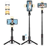 Selfie Stick Tripod with 3 brightness modes Fill Light, UTEBIT 360° Rotation Mobile Phone Holder 43'' Phone Tripod with Detachable Wireless Remote For iPhone, Samsung, Smartphones (108cm)