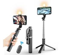 Selfie Stick Tripod with Fill Light, Extendable Lightweight Bluetooth Selfie Stick - Black