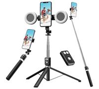 Selfie Stick Tripod with Fill Light, Phone Selfie Stick ，Durable Stainless Steel Design, Bluetooth Remote Control, and Stable Three-Legged Support for Live Broadcasts, Video Shooting (Black)