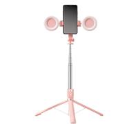 Selfie Stick Tripod with Light and Bluetooth Remote, 67" Extendable Mini Tripod Stand for iPhone Samsung Android, 6 in 1 Wireless Selfie Stick for TikTok YouTube Live Streaming(Pink)