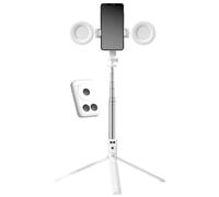 Selfie Stick Tripod with Light | Wireless Remote and Phone Tripod Mount | Expandable Tripod for Selfie and Live Streaming | Removable Remote for Video Conferencing, Perfect for Makeup, Content Creati