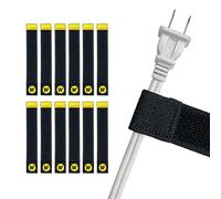 Selfie Straps by Wrap-It Storage - 6-inch (12-Pack) Black - Elastic Hook and Loop Cord Organizer Wraps for Phone Charger, Computer, Electrical Charging Cord and Cable Storage and Organization