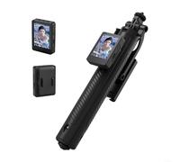 Selfie Tripod with Rear Display and Blue-tooth Remote, 1.7m Telescopic Pole, 360° Rotation for Real-Time Photo Capture and Adjustable Angles, Black(A)