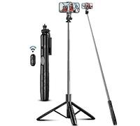 SelfieShow 180 cm Mobile Phone Tripod Stand & Selfie Stick, Universal Phone Holder with Wireless Remote, Black, Compatible with iPhone, Samsung, Huawei & More, Stainless Steel, Cell Phone Tripod