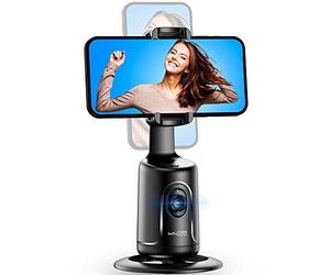 SelfieShow Smartphone Stand with Face Tracking Function, Mobile Phone Stands, 360° Rotation, No App Required, Live Stream, Video Calls for iPhone or Android (Black)