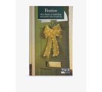 Festive Gold Battery Operated Christmas Door Bow with 84 Warm White LEDs