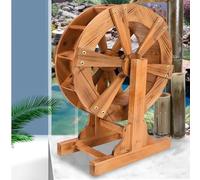 SelfRotating Wooden Water Wheel Fountain27.5in Outdoor Garden Decoration Pool Waterfall Feature with Stand Perfect for Backyard and Patio Serenity