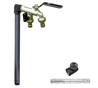 SelfStanding Garden Water Column 304 Stainless Steel FrostResistant Faucet Dual Outlet for Irrigation & Watering Outdoor Garden Fountain (Black 80cm/32in)