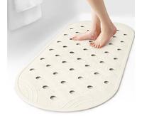 SelfSuite Rubber Bathtub Mat Shower Mat Non-Slip, 31x14 Inch, Bath Tub Floor Mat with Suction Cups and Drainage Holes, Ivory White