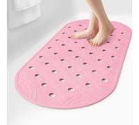 SelfSuite Rubber Bathtub Mat Shower Mat Non-Slip, 31x14 Inch, Bath Tub Floor Mat with Suction Cups and Drainage Holes, Pink
