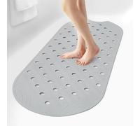 SelfSuite Rubber Bathtub Mat Shower Mat Non-Slip, 39x16 Inch, Bath Tub Floor Mat with Suction Cups and Drainage Holes, Grey