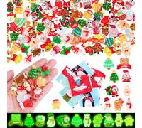 SelfTek 100 Pcs Mini Christmas Resin Ornaments Blind Bags - Christmas Assorted Craft Resin Miniature Mystery Bags Glow in The Dark Random Mini Charms for DIY Crafts Decorations