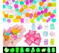 SelfTek 100pcs Mini Resin Animals Blind Bags, Mixed Small Plastic Animals Mystery Bags Glow in the Dark Random Miniature Animal Figures for DIY Crafts, Fairy Garden Micro Landscape, Party Favors