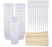 SelfTek 150 Pcs Plastic Graduated Cups with Tools - 30ml Measuring Cups, Mixing Sticks, 3ml Dropping Pipette for Resin, Stain, Epoxy, Paint