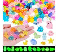 SelfTek 151pcs Mini Resin Animals, 22 Styles Mixed Luminous Tiny Resin Animals Glow in the Dark Miniature Animal Figures for Fairy Garden Micro Landscape Dollhouse Decor Aquarium