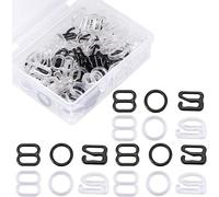 SelfTek 40 Sets Lingerie Adjustment Strap Slides and Rings 8mm Bra Strap Slide Hook Clasp for Swimsuit Tops and Slip Dress with a Box, Black and White