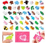 SelfTek 50 Pcs 3D Printed Mini Animals Blind Bags - Flexible Movable Joint 3D Printed Mini Animals Figures Mystery Bags for Party Favors, Home Office Desk Decoration, Birthday Gifts
