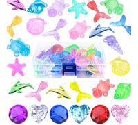 SelfTek Diving Gems - 26 Pcs Ocean Theme Acrylic Gemstones Plastic Dive Gems Jewels for Swimming Pool Summer Beach Party Underwater Swimming Training, Includes Storage Box